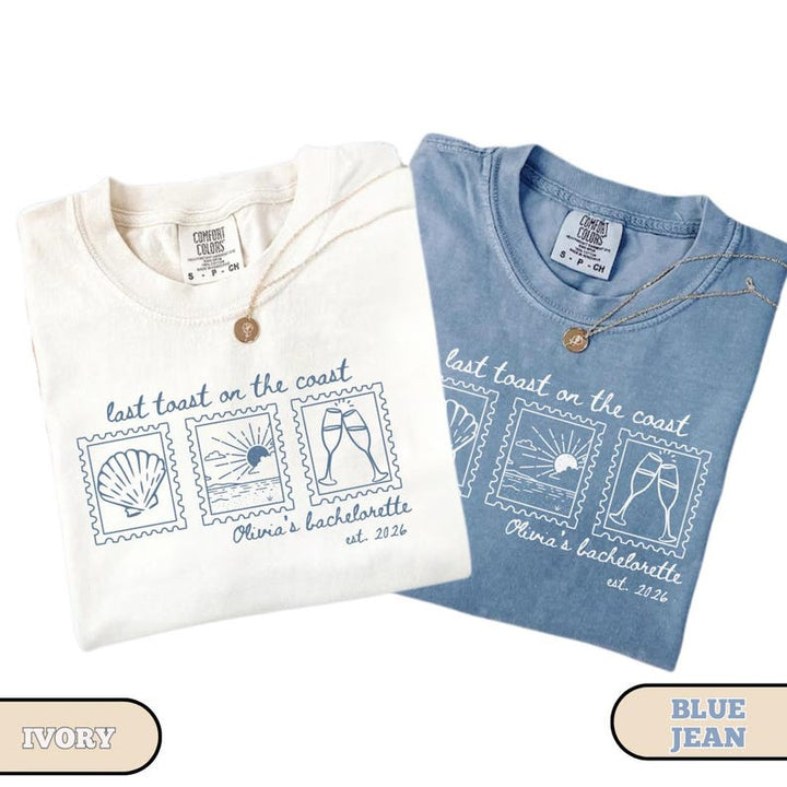 Last Toast on the Coast bachelorette shirt, Custom Beach Bachelorette Party Shirt, Last Splash Tee, Personalized Seashell Tshirt
