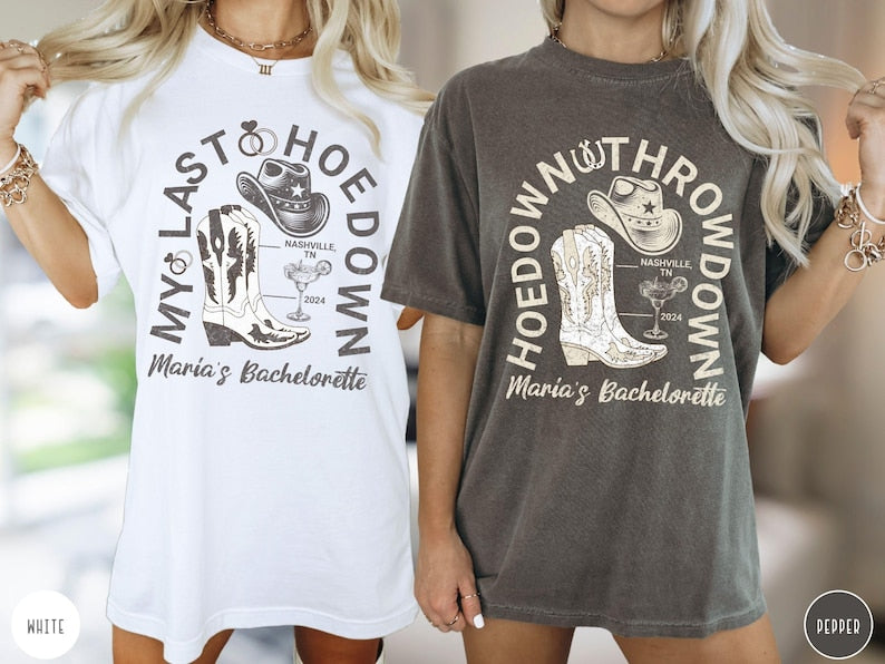 Western Bachelorette Party Shirt Cowgirl Disco Bridesmaids Gift Custom Matching T-shirt Bride's Last Hoedown Country Wedding Coastal Cowgirl