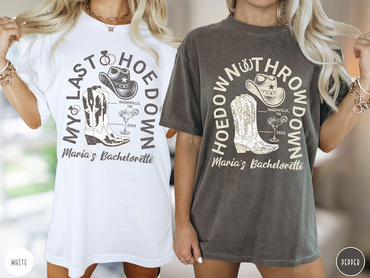 Western Bachelorette Party Shirt Cowgirl Disco Bridesmaids Gift Custom Matching T-shirt Bride's Last Hoedown Country Wedding Coastal Cowgirl