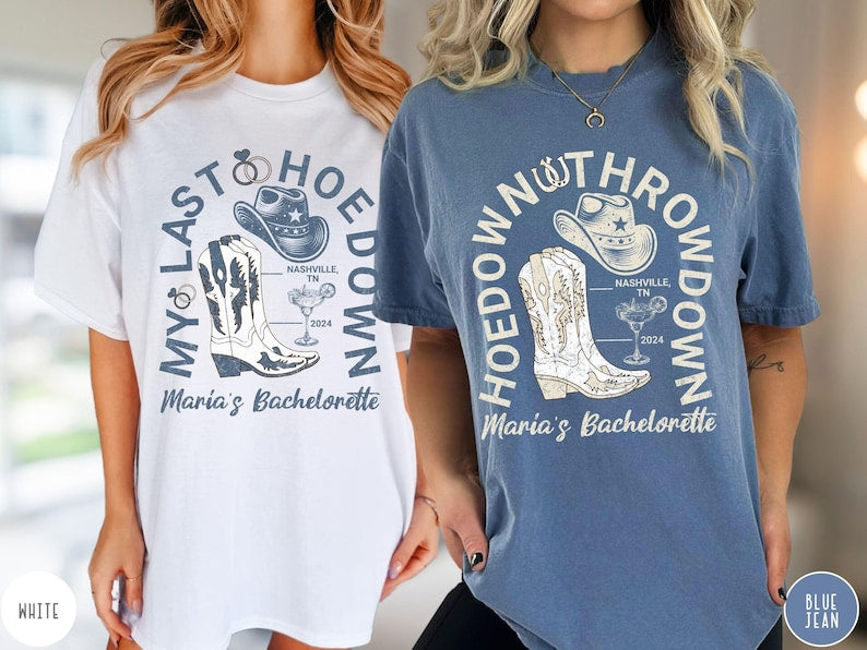 Western Bachelorette Party Shirt Cowgirl Disco Bridesmaids Gift Custom Matching T-shirt Bride's Last Hoedown Country Wedding Coastal Cowgirl