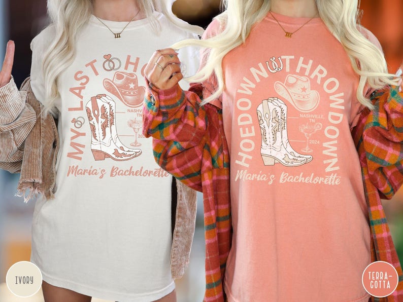 Western Bachelorette Party Shirt Cowgirl Disco Bridesmaids Gift Custom Matching T-shirt Bride's Last Hoedown Country Wedding Coastal Cowgirl
