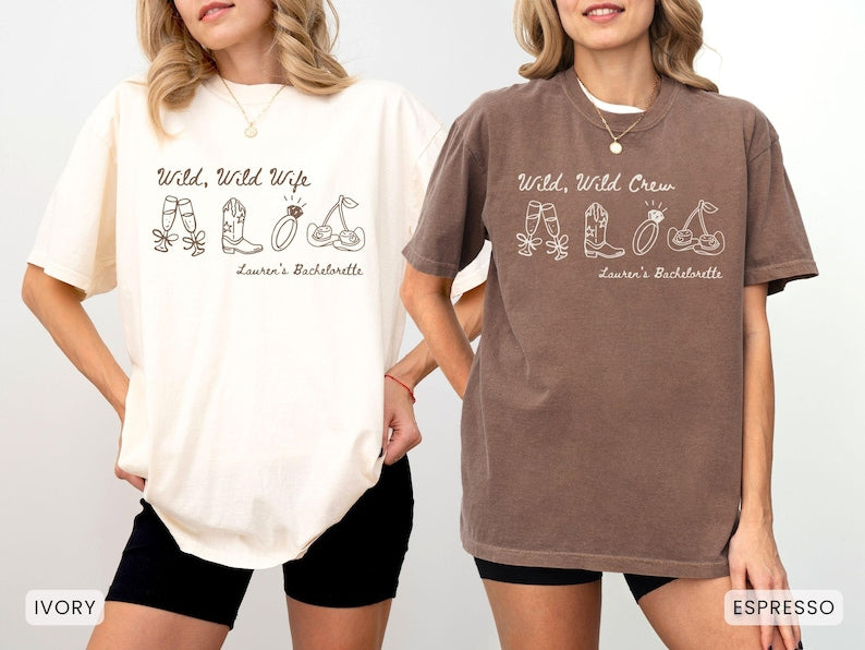 Personalized Wild Wild Wife Bachelorette Comfort Colors Shirt, Custom Last Rodeo Bridal Party T-shirt, Austin Texas Nashville Bach Outfit