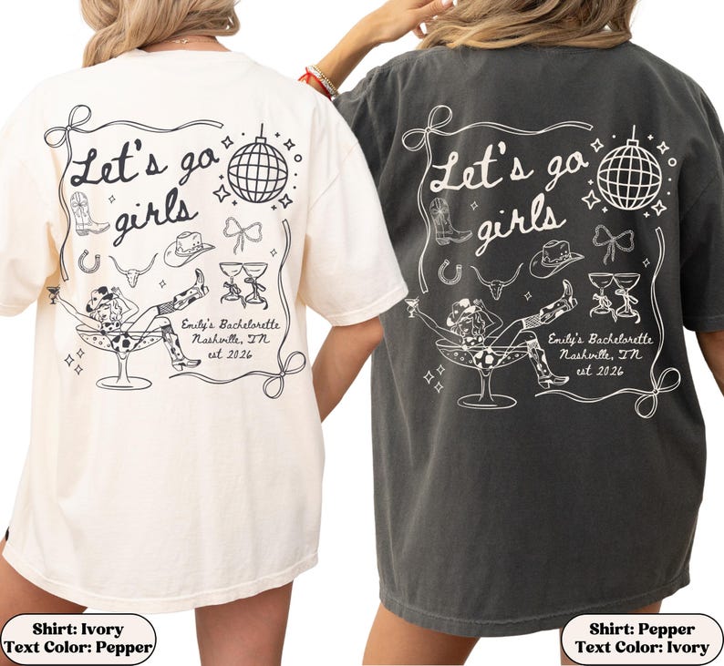 Custom Western Nashville Bachelorette Shirts, Let's Go Girls Scottsdale Cowgirl Bachelorette Party Comfort Colors Bach TShirts, Bridal Party
