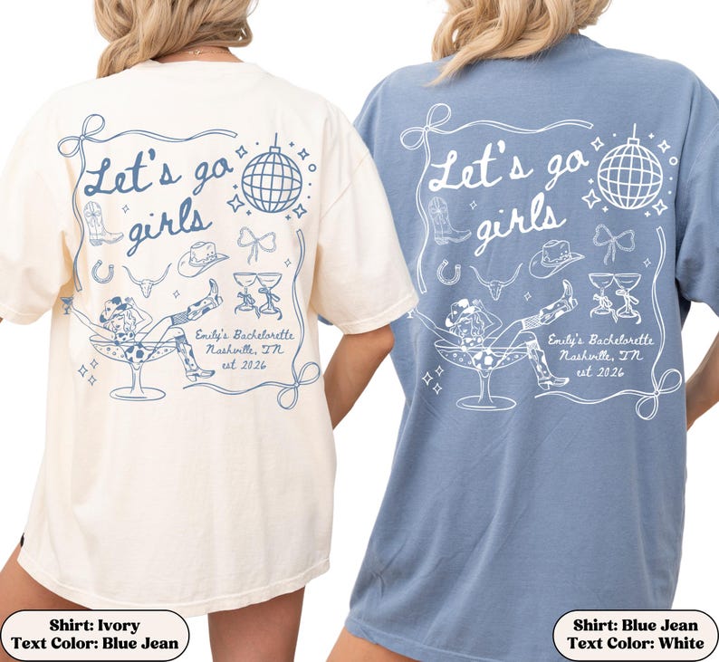 Custom Western Nashville Bachelorette Shirts, Let's Go Girls Scottsdale Cowgirl Bachelorette Party Comfort Colors Bach TShirts, Bridal Party