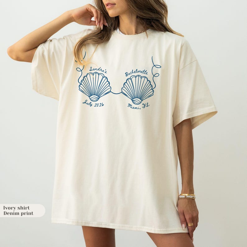 Custom Seashells Bachelorette Shirt: Beach Coastal Party, Comfort Colors