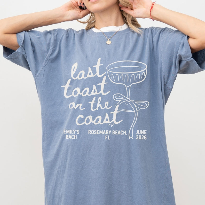 Last Toast On The Coast Shirt, Custom Beach Bachelorette Party Shirt, Bach Club Shirt, Coastal Bachelorette Shirt, Bridal Party Gifts