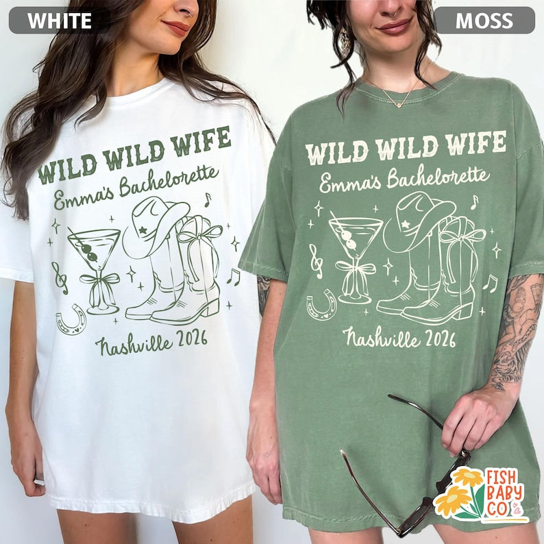 Wild Wild Wife Bachelorette Shirt, Coastal Cowgirl Bridal Party Tee, Nashville Bachelorette T-shirt