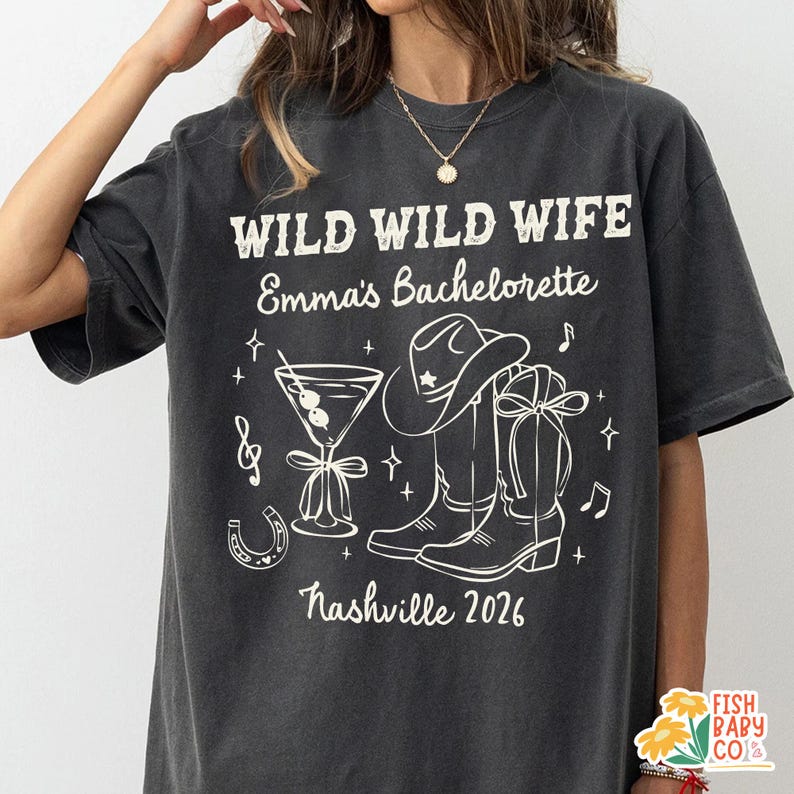 Wild Wild Wife Bachelorette Shirt, Coastal Cowgirl Bridal Party Tee, Nashville Bachelorette T-shirt