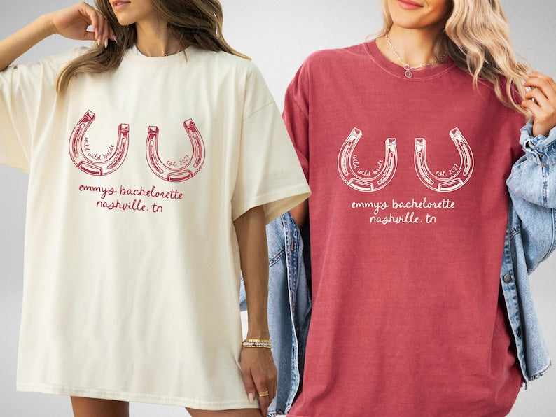 Wild Wild Bride Custom Western Cowgirl Bachelorette Shirts, Last Hoe Down Bach Merch, Bride's Last Rodeo Nashville Texas Austin Bachelorette