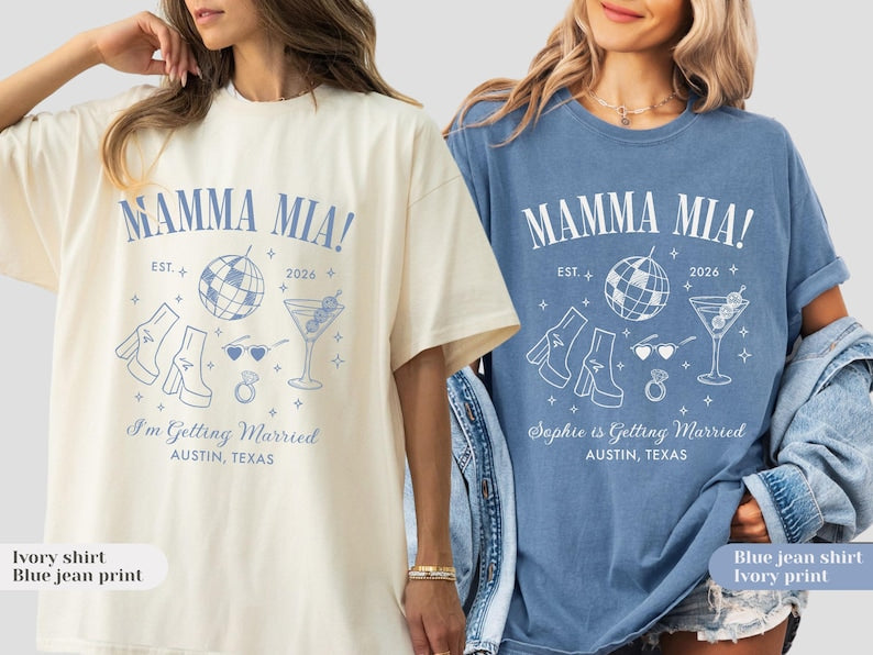 Personalized Mamma Mia Bachelorette Shirts | Dancing Queen Disco Bach Party