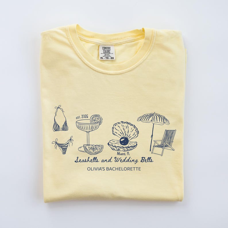 Custom Beach Bach Party Shirt, Comfort Colors Coastal Bride Tee, Matching Beach Bridal Party Gift