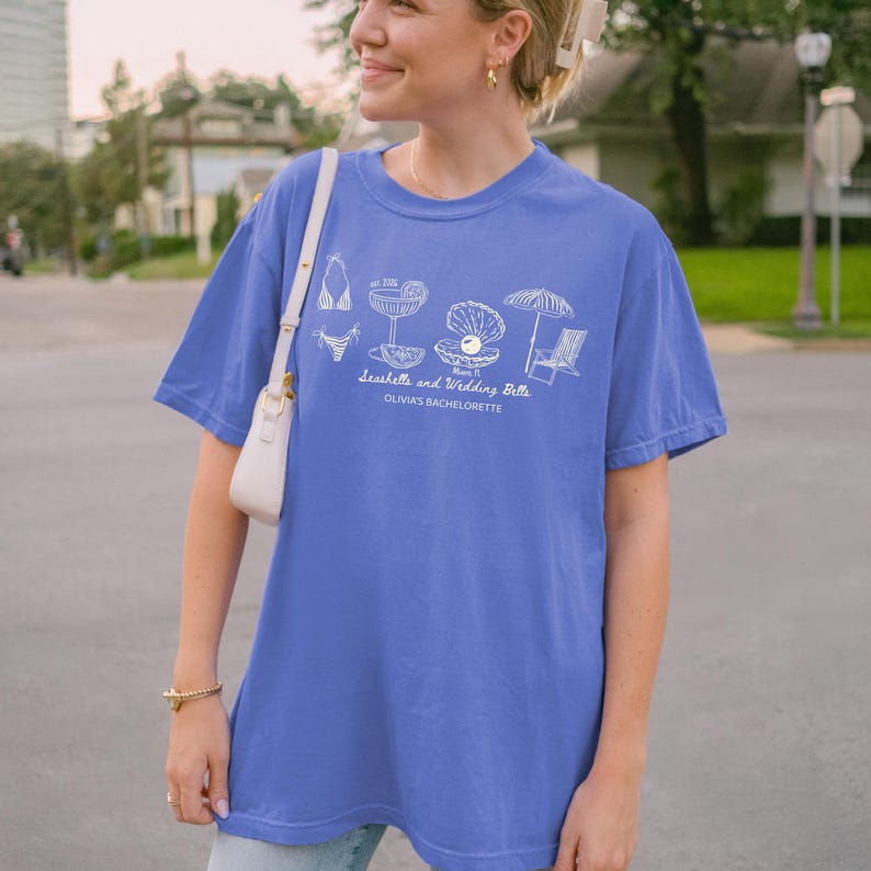 Custom Beach Bach Party Shirt, Comfort Colors Coastal Bride Tee, Matching Beach Bridal Party Gift