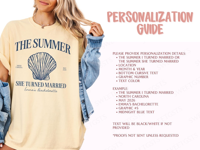 Summer I Turned Married Bachelorette Shirts - Personalized Bridal Party Tshirt for Bach Trip BA2604