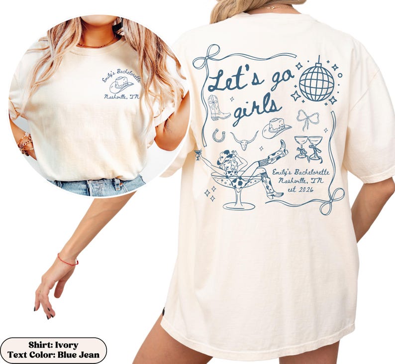 Custom Western Nashville Bachelorette Shirts, Let's Go Girls Scottsdale Cowgirl Bachelorette Party Comfort Colors Bach TShirts, Bridal Party
