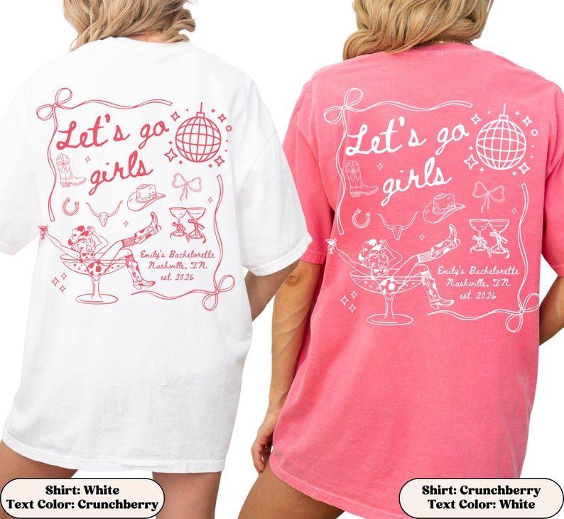 Custom Western Nashville Bachelorette Shirts, Let's Go Girls Scottsdale Cowgirl Bachelorette Party Comfort Colors Bach TShirts, Bridal Party