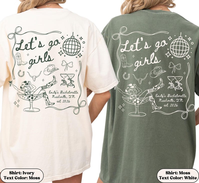 Custom Western Nashville Bachelorette Shirts, Let's Go Girls Scottsdale Cowgirl Bachelorette Party Comfort Colors Bach TShirts, Bridal Party