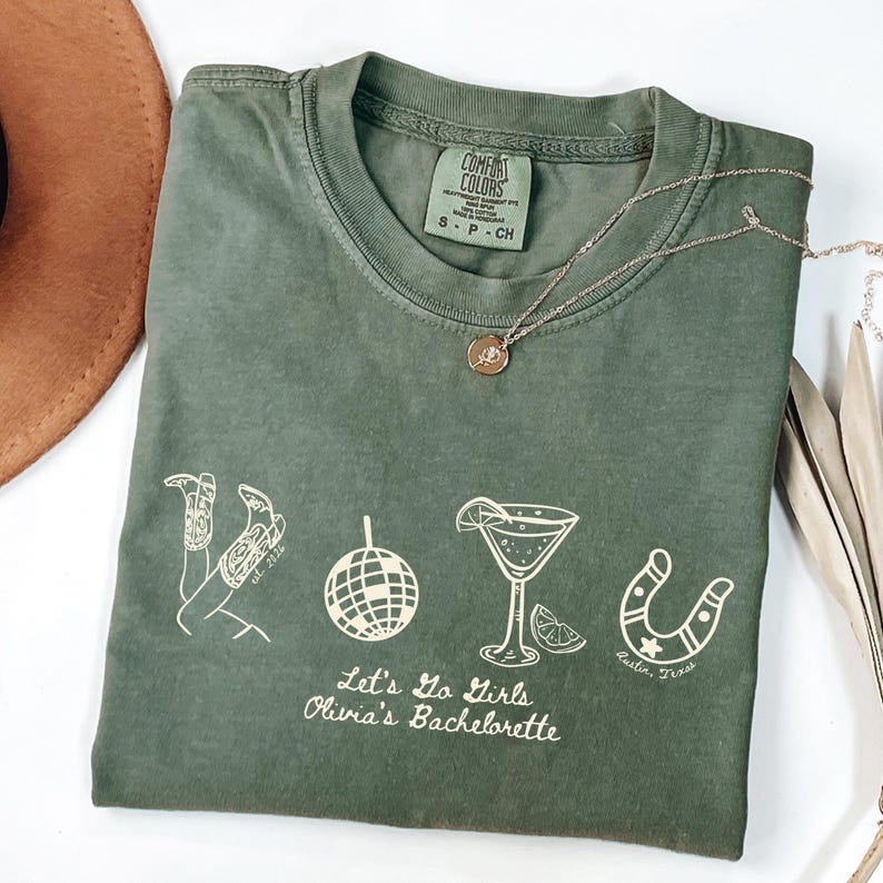 Comfort Colors© Custom Western Lets Go Girls Bachelorette Shirt Cowgirl Bridal Party TShirt Nashville Bride Bach T-Shirt