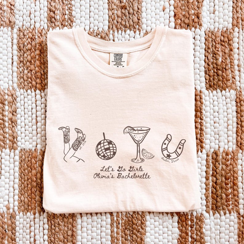 Comfort Colors© Custom Western Lets Go Girls Bachelorette Shirt Cowgirl Bridal Party TShirt Nashville Bride Bach T-Shirt