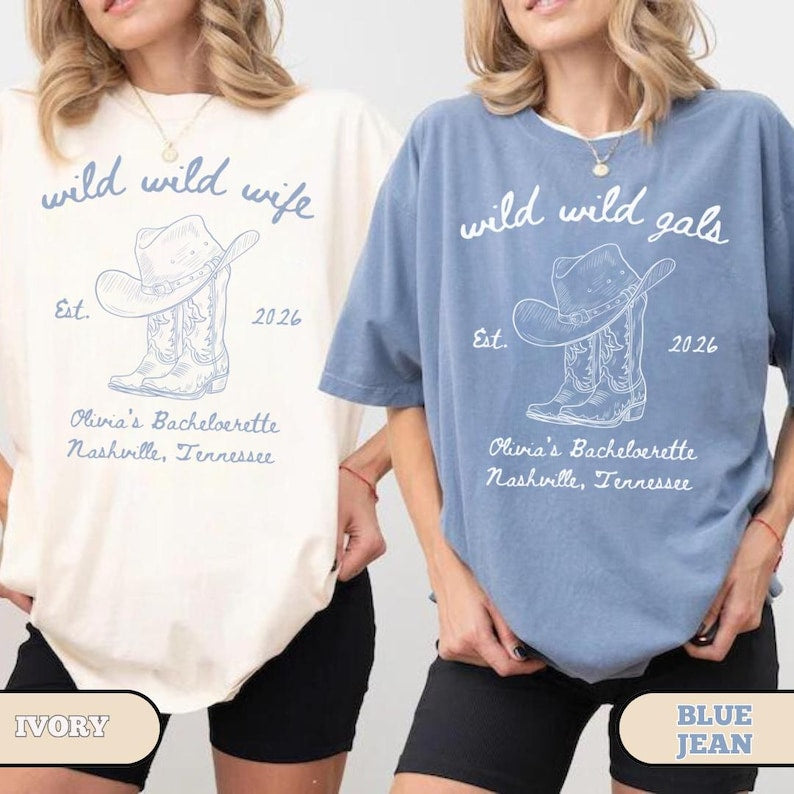 Custom Wild Wild Wife Bachelorette Comfort Colors Shirt, Nashville Bach Tshirts, Last Rodeo Bridal Party Outfit, Personalized Girls Trip
