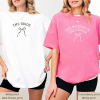 Custom Bachelorette Party Shirt, Bridal Party Shirts for Bride and Bridesmaids, Bach Crew Wedding Party Favor Gift, Coquette Bow Bride Shirt