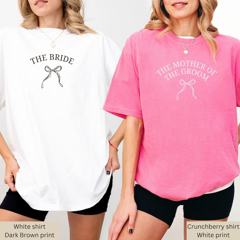 Custom Bachelorette Party Shirt, Bridal Party Shirts for Bride and Bridesmaids, Bach Crew Wedding Party Favor Gift, Coquette Bow Bride Shirt