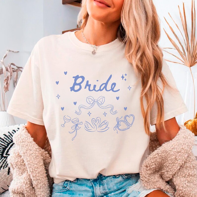 Coquette Bow Bride Shirt, Comfort Colors Wedding Tee, Bridal Party Top for Bachelorette, Getting Ready Outfit, Cute Bride T Shirt Gift
