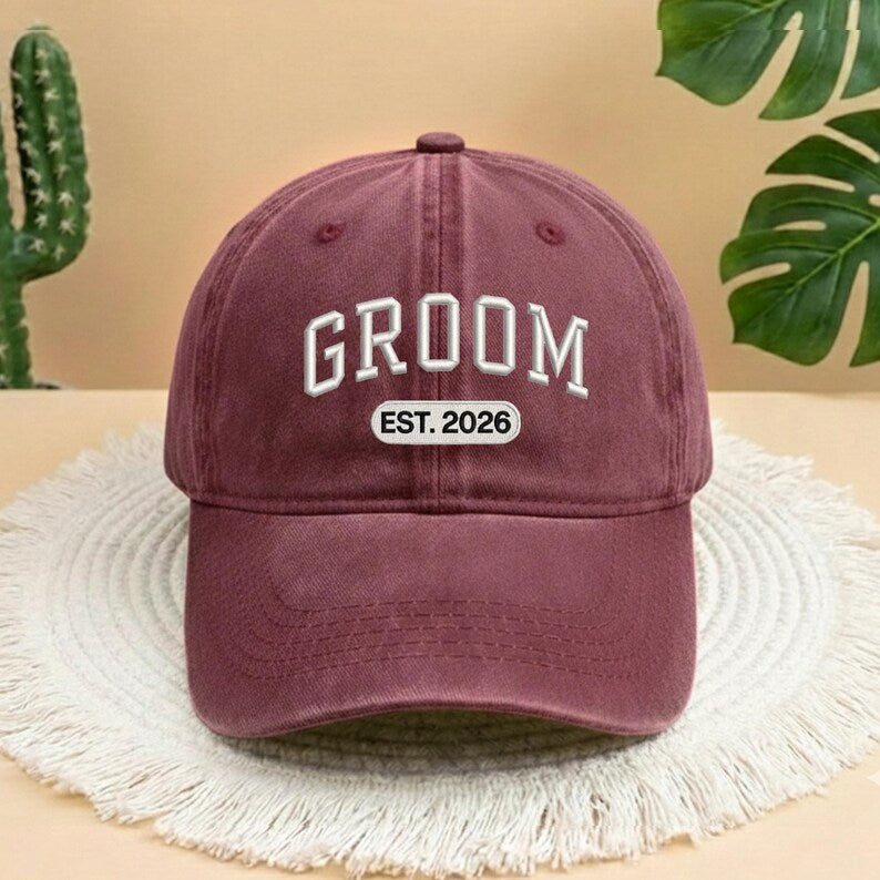 Custom Bride and Groom Est 2026 Embroidered Hat Set, Mr and Mrs Hat, Bride & Groom Matching Hats, Wedding Couple Caps