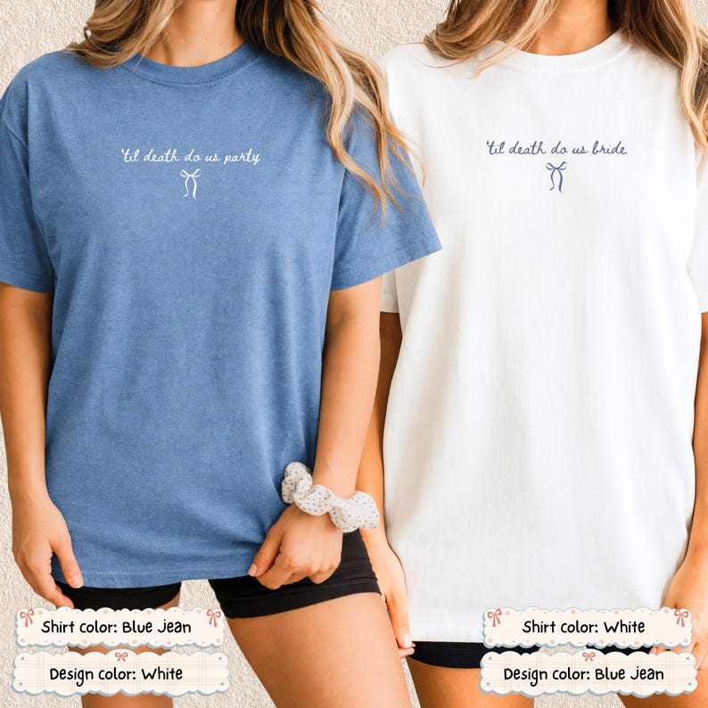 Custom Coquette Till Death Bachelorette Shirt Comfort Colors Tee Personalized Bridesmaid Bridal Party Bach Crew Girls Trip Bow Ribbon Girly
