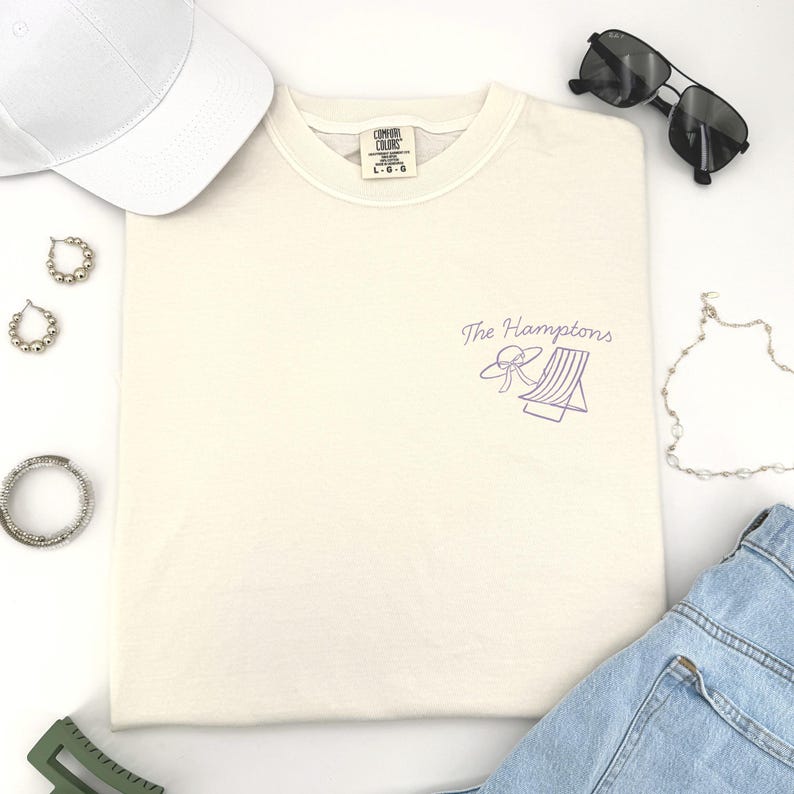 The Hamptons Bachelorette Doodle Icons Unisex Comfort Colors® T-Shirt, Girls Trip Tee, Two-Sided Design