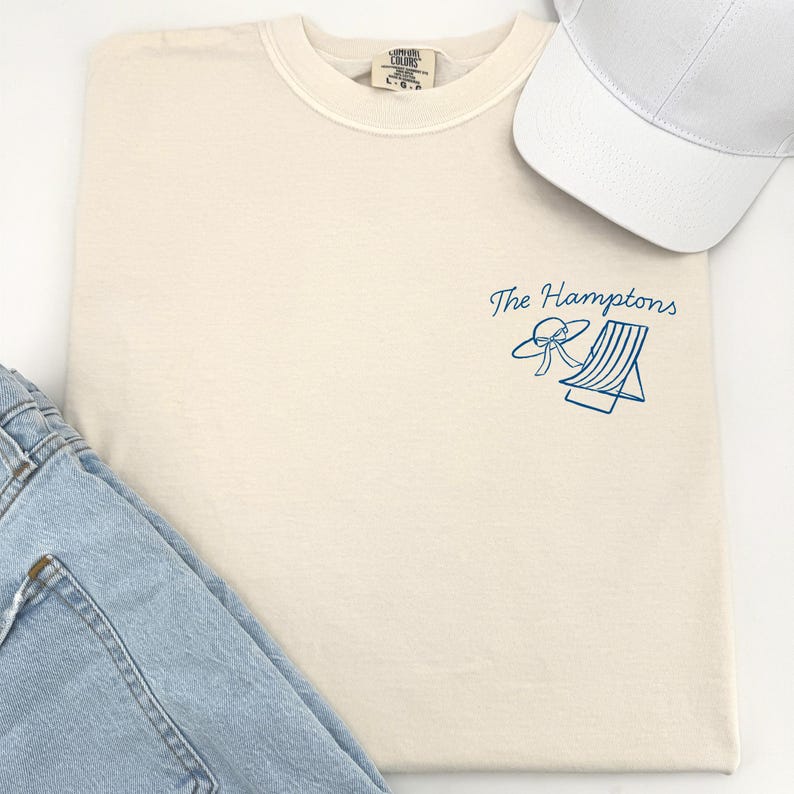 The Hamptons Bachelorette Doodle Icons Unisex Comfort Colors® T-Shirt, Girls Trip Tee, Two-Sided Design