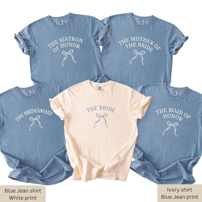 Custom Bachelorette Party Shirt, Bridal Party Shirts for Bride and Bridesmaids, Bach Crew Wedding Party Favor Gift, Coquette Bow Bride Shirt