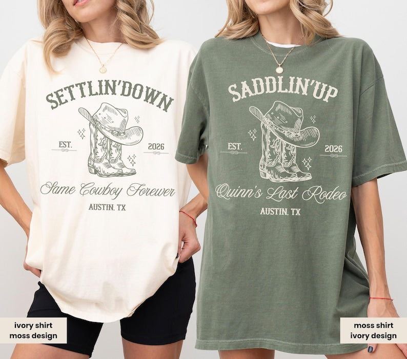 Last Rodeo Bachelorette Shirt, Personalized Location Western Bridal Party Shirt, Custom Western Bachelorette Shirt, Western Bride Shirt