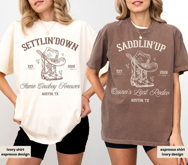 Last Rodeo Bachelorette Shirt, Personalized Location Western Bridal Party Shirt, Custom Western Bachelorette Shirt, Western Bride Shirt