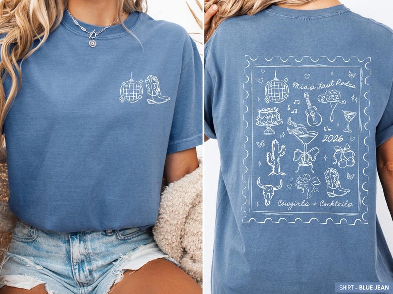 Custom Cowgirl Disco Comfort Colors® T-Shirt, Desert Bachelorette Party Shirt, Girls Trip & Birthday Gift