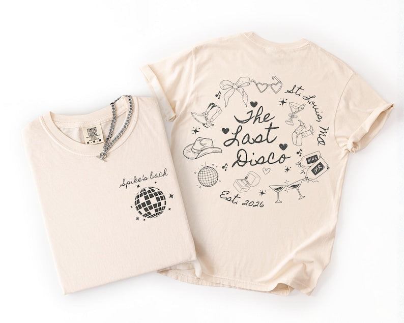 Last Disco Bachelorette Shirt Custom Disco Bride Tee Retro Bach Party Top Personalized Bride To Be Gift Disco Theme Celebration Tshirts