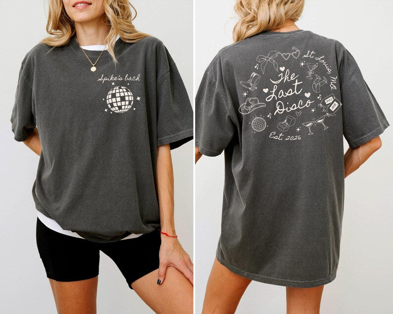 Last Disco Bachelorette Shirt Custom Disco Bride Tee Retro Bach Party Top Personalized Bride To Be Gift Disco Theme Celebration Tshirts