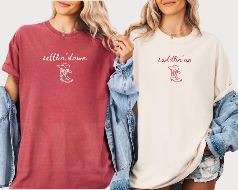 Saddlin Up Settlin Down Bachelorette Shirts Western Bride Bach Party Matching Cowgirl Last Rodeo Bridal Weekend Tee Cowgirl Bridal Party