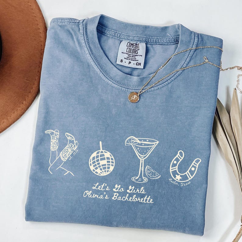 Comfort Colors© Custom Western Lets Go Girls Bachelorette Shirt Cowgirl Bridal Party TShirt Nashville Bride Bach T-Shirt