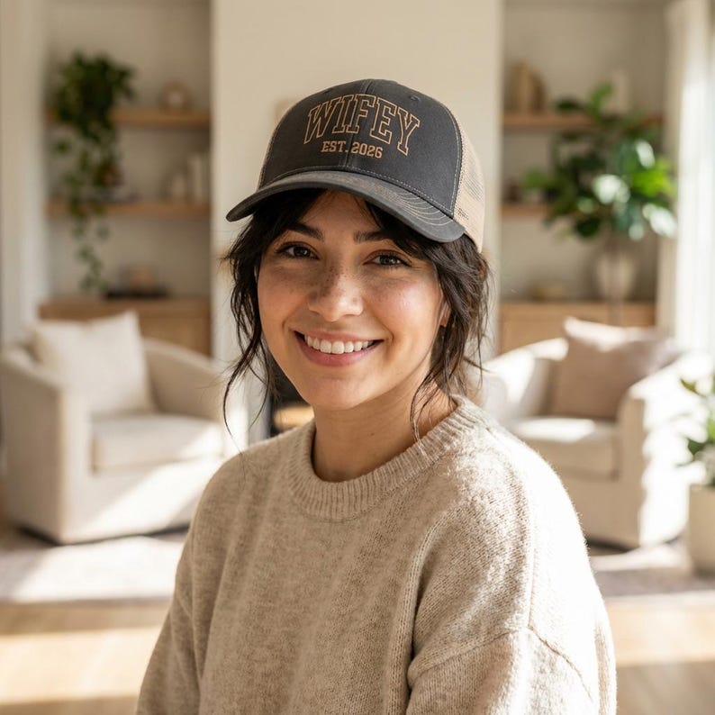 Embroidered Wifey Hat, Custom Embroidery Baseball Cap, Personalized Date Hat, Funny Womens Hat, Wifey Snapback, Gift For Bride, Wedding Gift