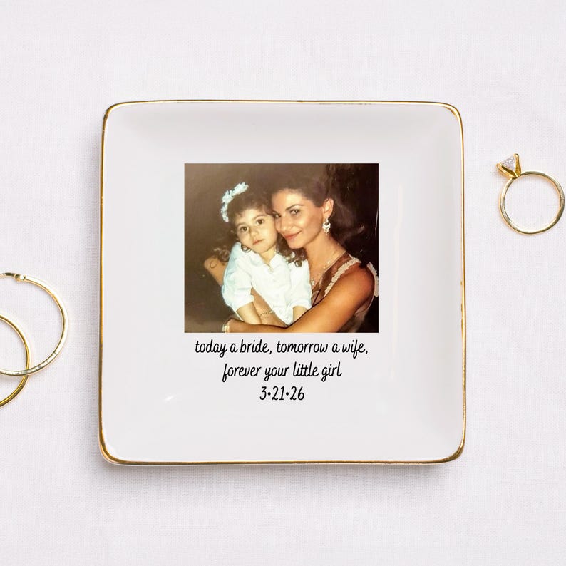 Custom Photo Mother of The Groom Jewelry Dish, Mother of The Bride Jewelry Plate, Jewelry Tray for Mom, Sentimental Wedding Day Gift Mom #P1