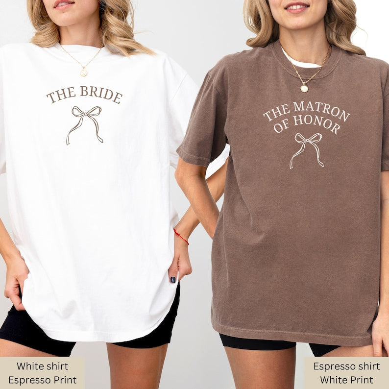 Custom Bachelorette Party Shirt, Bridal Party Shirts for Bride and Bridesmaids, Bach Crew Wedding Party Favor Gift, Coquette Bow Bride Shirt