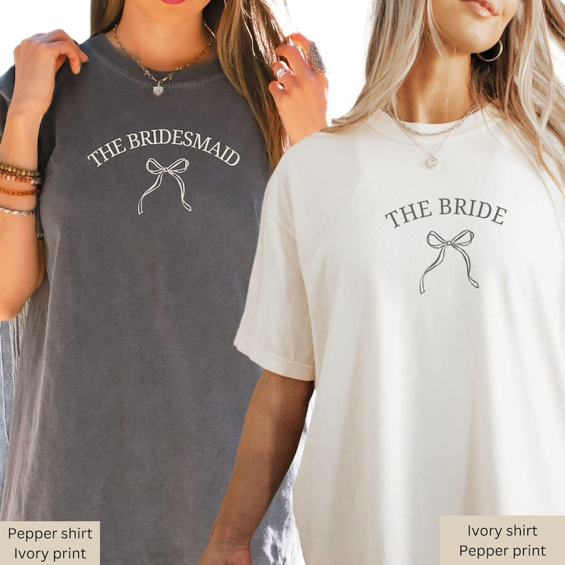 Custom Bachelorette Party Shirt, Bridal Party Shirts for Bride and Bridesmaids, Bach Crew Wedding Party Favor Gift, Coquette Bow Bride Shirt