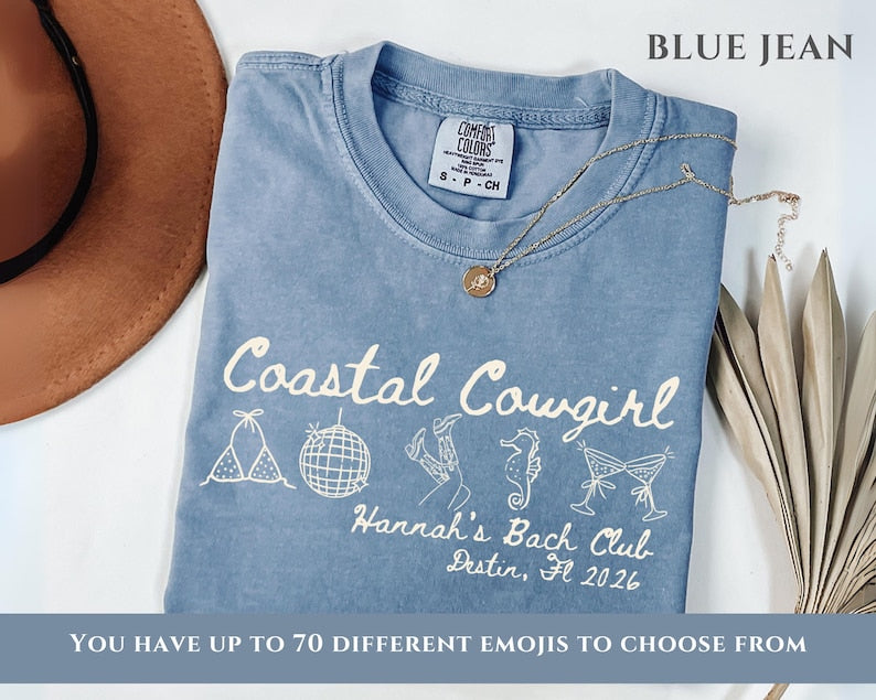 Coastal Cowgirl Bachelorette Shirt, Beach Bach Party Tee, Western Bridal Party Shirt, Cowgirl Bride Squad Gift, Custom Beach Bach Shirt
