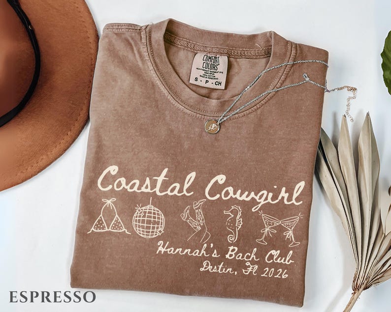 Coastal Cowgirl Bachelorette Shirt, Beach Bach Party Tee, Western Bridal Party Shirt, Cowgirl Bride Squad Gift, Custom Beach Bach Shirt