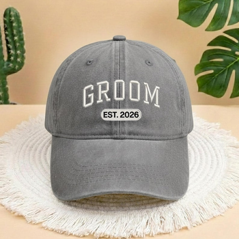 Custom Bride and Groom Est 2026 Embroidered Hat Set, Mr and Mrs Hat, Bride & Groom Matching Hats, Wedding Couple Caps
