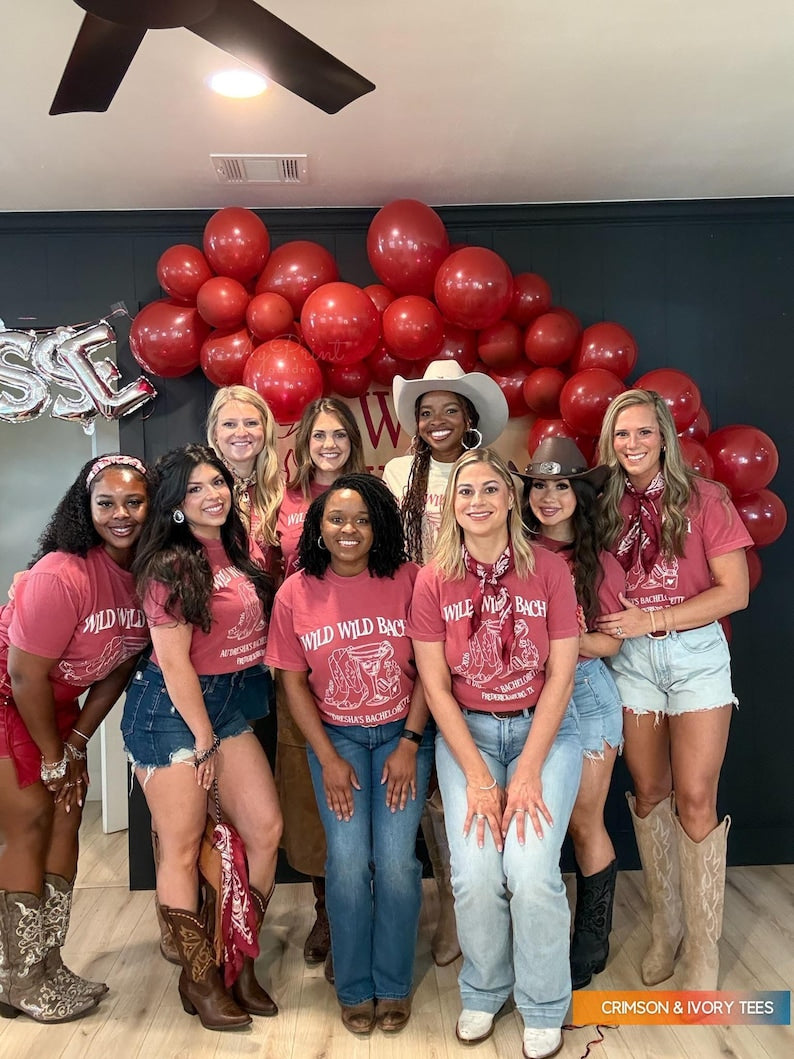 Wild Wild Wife Custom Cowgirl Bachelorette Shirts, Cherry Margarita Bach Merch, Personalized Nashville Texas Austin Bridal Party T-Shirts