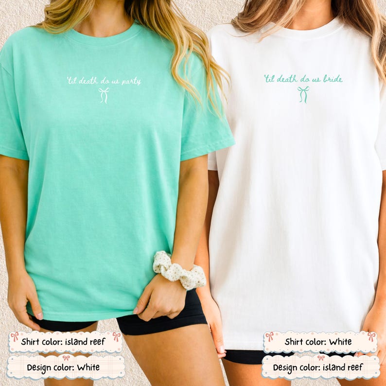 Custom Coquette Till Death Bachelorette Shirt Comfort Colors Tee Personalized Bridesmaid Bridal Party Bach Crew Girls Trip Bow Ribbon Girly