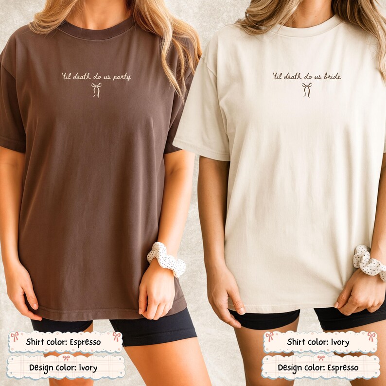 Custom Coquette Till Death Bachelorette Shirt Comfort Colors Tee Personalized Bridesmaid Bridal Party Bach Crew Girls Trip Bow Ribbon Girly