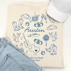 Austin Bachelorette Doodle Icons Unisex Comfort Colors® T-Shirt, Girls Trip Tee, Two-Sided Design