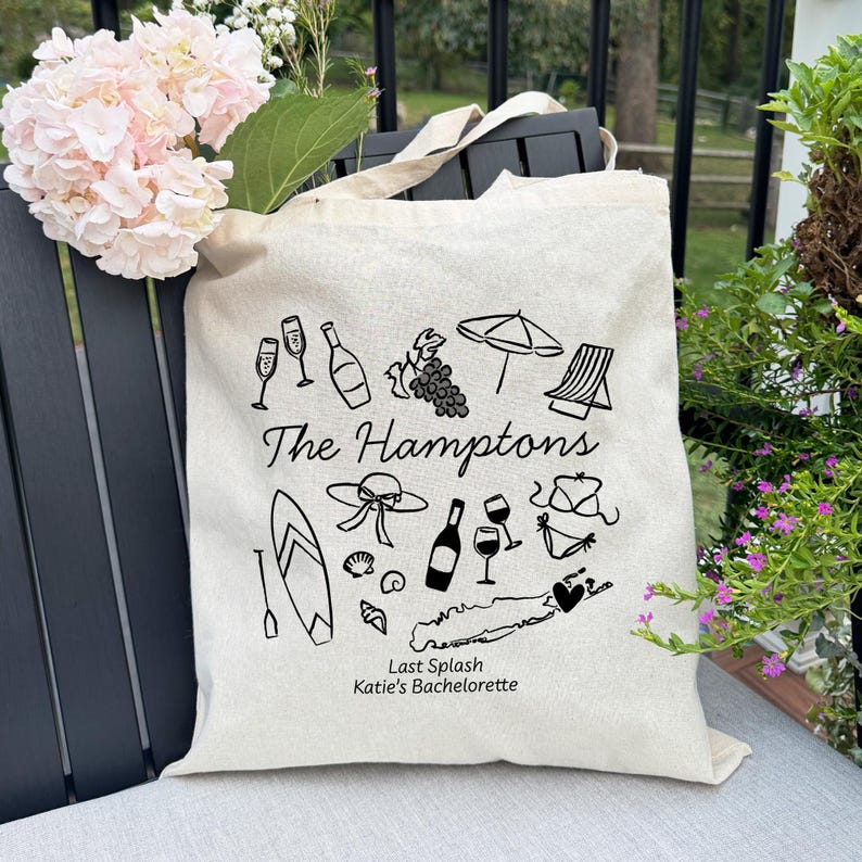 The Hamptons Bachelorette Doodle Icons Unisex Comfort Colors® T-Shirt, Girls Trip Tee, Two-Sided Design